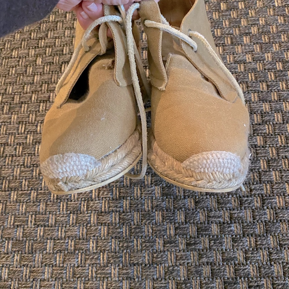 Tory Burch Espadrille Boots In Heavy Khaki Canvas and Espadrille Wedge